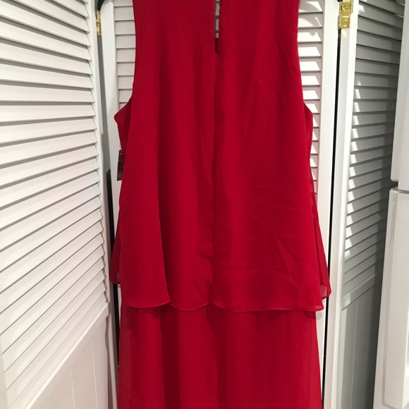 MSK sleeveless sheath with sheer, tiered overlay. - Picture 15 of 16